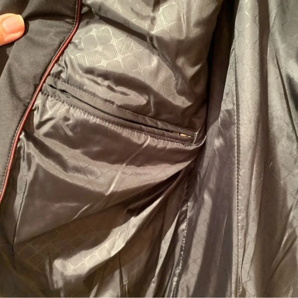 PRONTO UOMO. NWOT. Black jacket w/faux leather trim on shoulder. Three pockets.